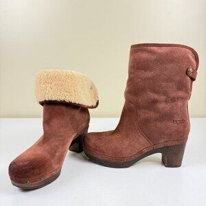 Like New UGG Lynnea Burnished Suede Foldable Shearling Boots S/N 3204